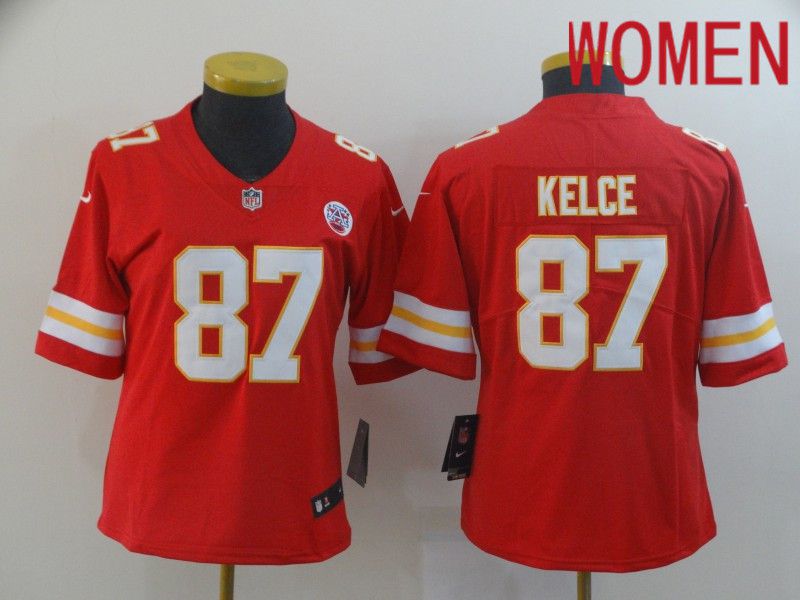 Women Kansas City Chiefs #87 Kelce Red Nike Vapor Untouchable Limited Player NFL Jerseys